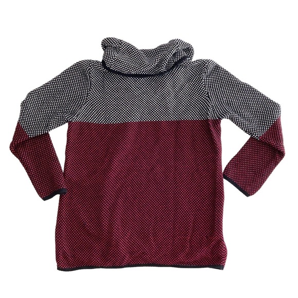 Calvin Klein Womens Large Sweater Cowl Neck Knit Red Blk Color Block Long Sleeve - Picture 6 of 9